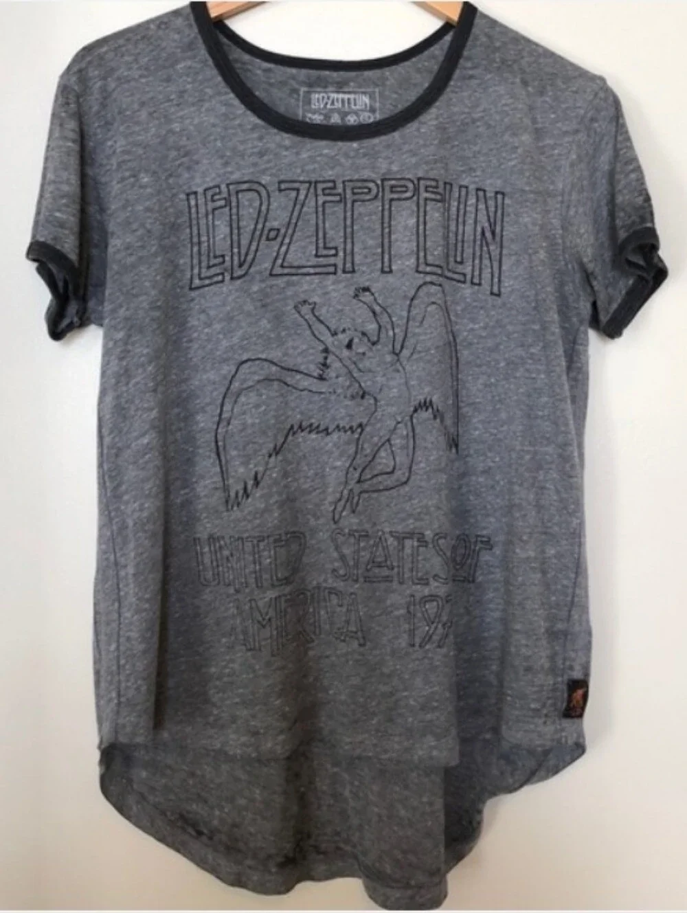 Free People Led Zeppelin Limited Edition Collab Ringer Gray Tee Shirt Trunk XS
